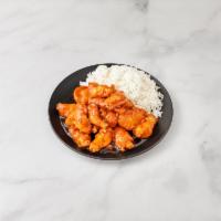 35. Sweet and Sour Chicken · Served with white rice.
