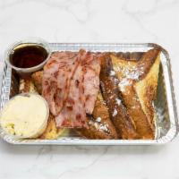 French toast combo · Potato bread 3 slice 2 eggs,cheese,bacon or sausage