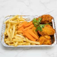 Hot Wings with Fries · Cooked wing of a chicken coated in sauce or seasoning.