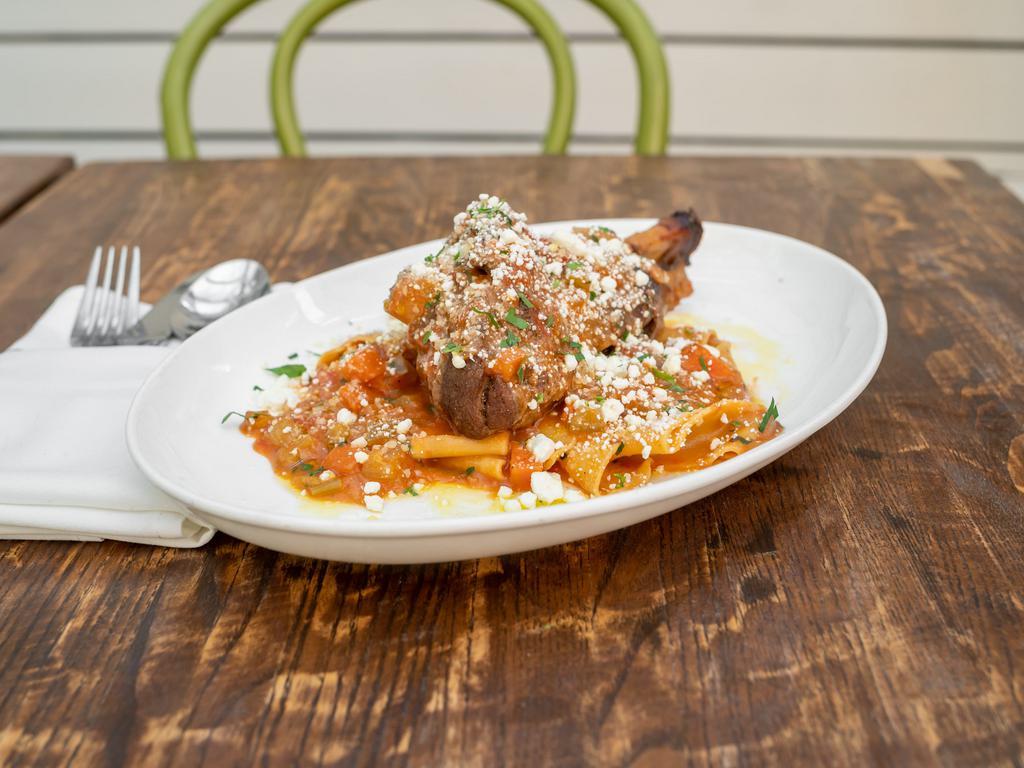 Pappardelle and Ossobuco  · Lamb shank, goat cheese pestata.
