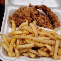 Chicken Strips Fries Combo · Chicken strips served with regular fries or seasoned fries.