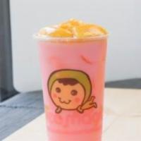 Strawberry Milk Tea · Strawberry flavor, milk, Caffeine free. (Topping not included)