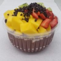 Cocoa Peanut Butter Acai Bowl · Organic Acai blended with:
 peanut butter, Banana, Strawberry, Cocoa & Almond Milk
    Toppe...
