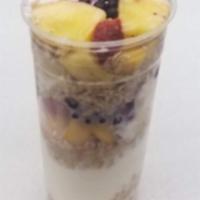 Build Your Own Yogurt Parfait · law fat regular yogurt layered with Granola and your choice of fruits up to four from our fr...