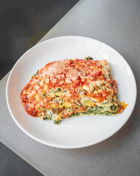 Vegetarian Lasagna · 5 layers of ricotta and spinach and house-made lactose free Bechamelle, topped with hand crafted tomato sauce and inported Pecorino Romano cheese.