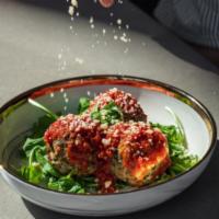 Signature Organic Turkey Meatballs + Arugula Salad (Gluten Free) · 3 organic turkey, spinach and quinoa meatballs, hand crafted tomato sauce, imported Pecorino...