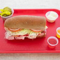 The Works Sub · Cured ham, salami, pepper ham and provolone.