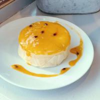 Passion Fruit Souffle Cheesecake  · Cream Cheese, Sugar, Milk, Eggs, Flour, Passion Fruit Purée 