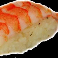 Ebi Nigiri · Shrimp. Sushi laid top of rice.
