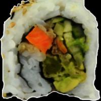 Tempura Vegetable Roll · 8 pieces: tempura, asparagus, cucumber, tempura, yam, avocado and sesame seeds.