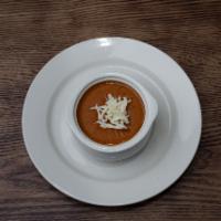 French Tomato Soup · Creamy tomatoes blended with mozzarella, and the perfect amount of spice.16 oz soup cup