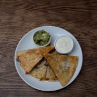 Cheese Quesadilla  · Comes with mozzarella cheese and cheddar cheese . Served with guacamole and sour cream.