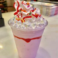 Strawberry Milkshake · Vanilla ice cream with strawberry syrup, milk and fresh strawberry