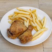 2-Piece Fried Chicken Lunch · Come with BBQ sauce and fries.