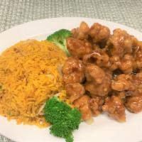 8. General Tso's Chicken · Spicy. Chunk chicken lightly fried with hot bean sauce this plate devised by a pirate chef's...