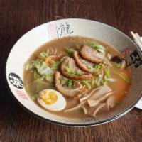 Tonkatsu Ramen · Served with Chashu Pork, Scallion, Boiled Egg, Spinach & Menma in Pork Broth.