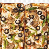DEEP!DEEP!™ Dish Veggie · Large Detroit-style deep dish pizza with Green Peppers, Onions, Mushrooms and Black Olives.