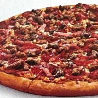 5 Meat · Served with pepperoni, Italian sausage, beef, bacon and ham.