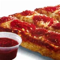 Pepperoni Cheese Bread · Ten pieces of freshly baked bread with crispy edge, covered with cheese, pepperoni and sprin...