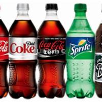 Assorted Bottled Drink ·  Coke, Diet Coke, Dr. Pepper, Diet Dr. Pepper, Sprite, Orange Fanta, Root Beer, Izze, Sobe, ...