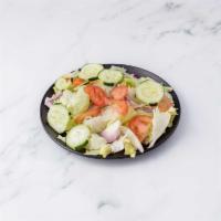 14. Shepherd Salad · Fresh tomatoes, green peppers, cucumbers, onions, parsley and dressing.