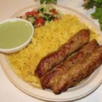 Kebab and Rice Veggie with Salad · Option for 2 Chicken seekh kebab OR 4 pieces of Chicken tikka with Veggie or Lentil *On brow...