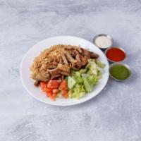 Lamb Platter · Lamb Gyro Platter Served With Brown Rice and Salad