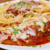 Chicken Parmigiana · Poultry made or covered with Parmesan cheese