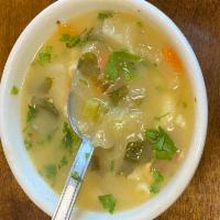 Soup of the Day · Varies between grandma's veggie soup, chicken soup, and kale soup