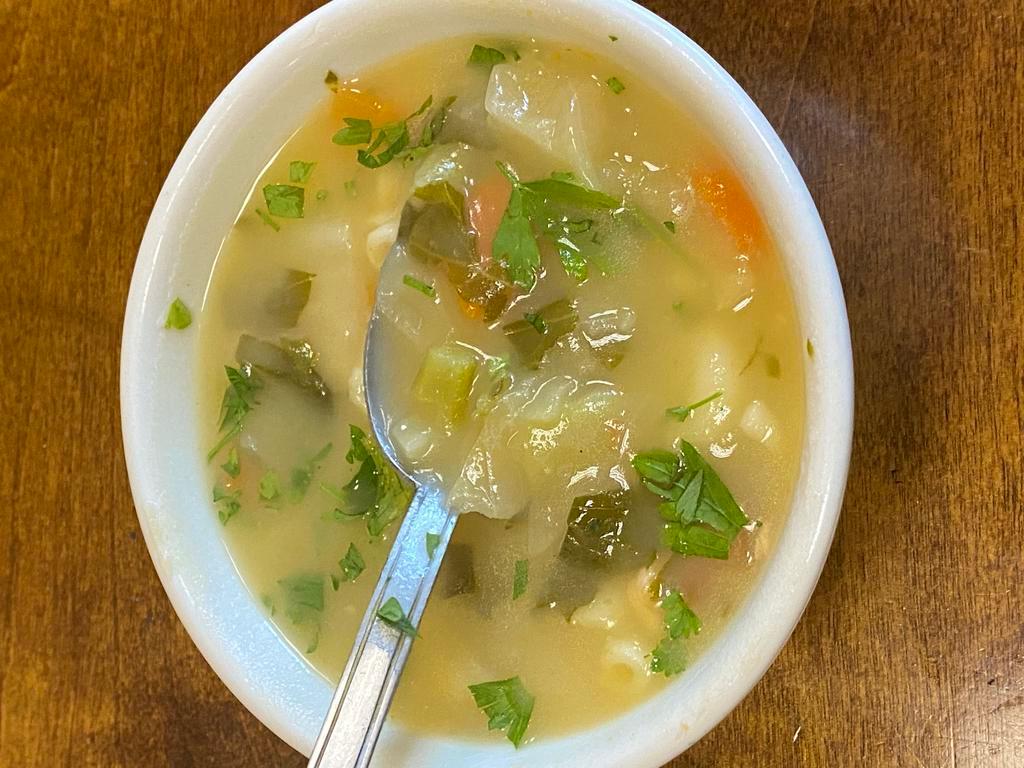 Soup of the Day · Varies between grandma's veggie soup, chicken soup, and kale soup