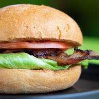 BLT Sandwich · 2 strips bacon, 1 leaf lettuce, 1 slice tomato, 1 tablespoon mayonnaise on a gluten-free bun...