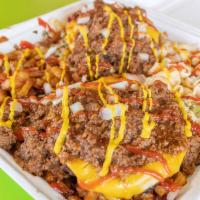 Garbage Plate · Your choice of fries, mac salad, meat, cheese,  toppings, and condiments. Additional topping...