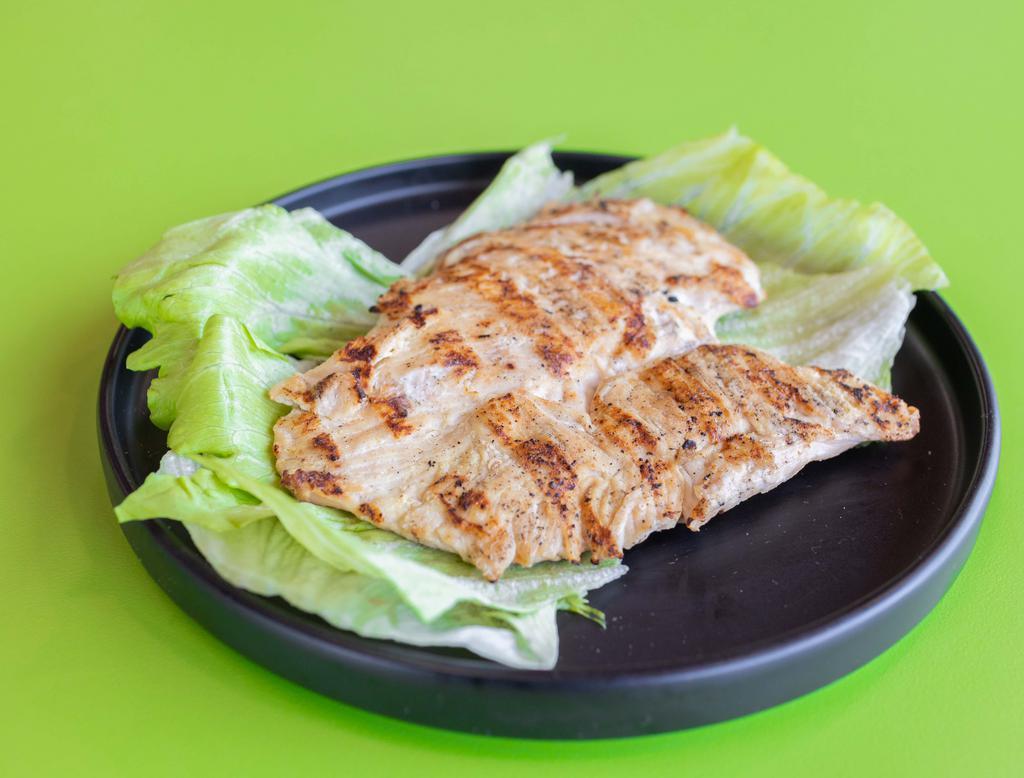 Grilled Chicken Breast Sandwich · Marinated chicken, basted with a seasoned oil blend, then charbroiled. Comes with a choice of bread. Add cheese for no charge. Add toppings and sauces for no charge. Extra sauces for an additional charge. Add a side for an extra charge.
