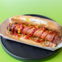 Hot Dog · 1/2 beef and 1/2 pork dogs charbroiled.
