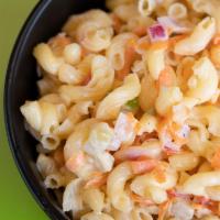 Veggie Macaroni Salad · Red onion, celery, green bell pepper, red bell pepper, carrot, mayonnaise, and a variety of ...