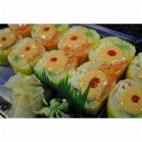 Protein Roll · Spicy tuna, white tuna, crab stick, avocado, apple, and wrapped in soy paper.(raw)