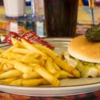 Hamburguesa Big Boy · Chile verde con queso jalapeno toreado.
