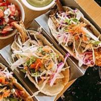 Tacos · All tacos come with the choice of lettuce, tomatoes, onions, vegan cheese, and taco sauce wi...