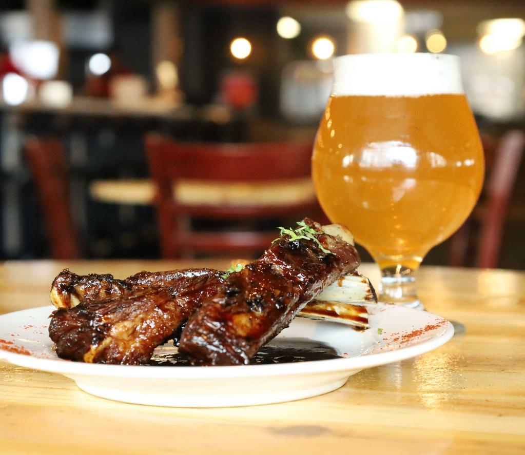 BBQ Ribs · 3 juicy and fresh pork ribs dipped in our BBQ sauce.