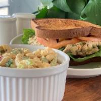 Chicken Salad Sandwich · Chicken, celery, red grapes, dill, lettuce, and our house mayonnaise on multigrain bread.