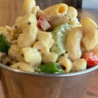 Macaroni Salad · Gluten-free elbow pasta, our house mayonnaise, celery, red peppers, and onion. Gluten-free. 