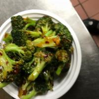 Broccoli with Garlic Sauce · Hot and spicy. With white rice. (Only white rice available in quart size)