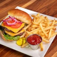 The Andy's Burger · Lettuce, tomato, onion, pickle, American cheese and  say-what-now sauce.