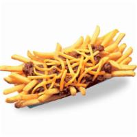 Chili Cheese Fries · Hot, crisp, and tasty! DQ fries, covered in Chili sauce and shredded cheddar cheese. 