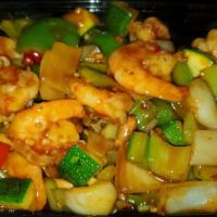 Kung Pao Prawns 宫保虾 · Hot and spicy. comes with white rice.