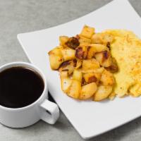 2 Eggs, Home Fries and Coffee · Eggs any style.