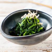 Ohitashi · Spinach, home-made sauce, and bonito.