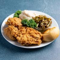 3 Pc Chunk Dinner · 3 pc. chicken chunk dinner, roll & choice of 2 sides.  Rolls are brushed with butter. Bulk o...