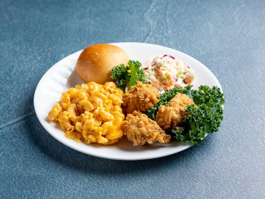 3 Pc Mix Fried Chicken · 3 pc chicken (breast, thigh & leg) dinner with choice of 2 sides and a roll. Rolls are brushed with butter. Bulk for 8.  Additional chrg of $1 for each substitution of breast for wing or thigh