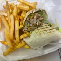 Chicken Caesar Wrap · Served with lettuce, tomato and French fries